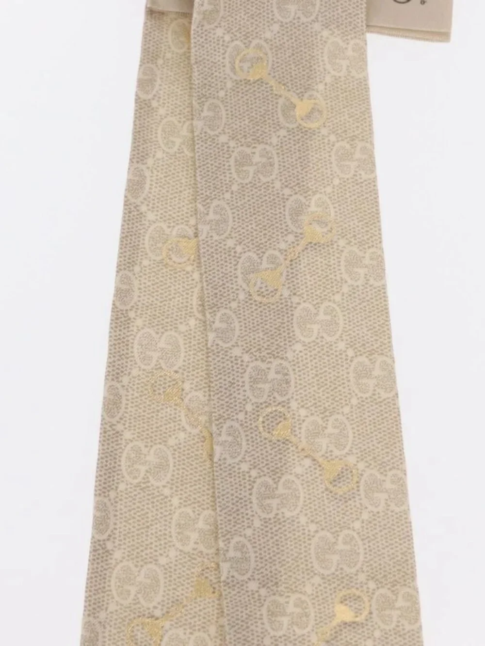 GUCCI Scarf Silk Old GUCCI Beige Pink 663719 Auth 148546M